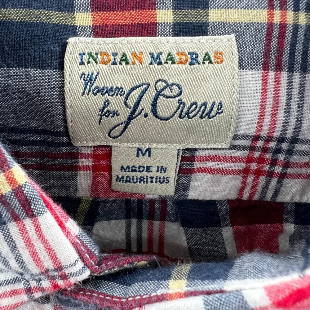 J Crew Mens Indian Madras Plaid Shirt Medium Slim Fit Preppy Heritage Ivy League